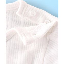 Babyhug Knit Full Sleeves Solid Color Pullover & Sleeveless Thermal Vests & Pant Set - Offwhite