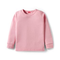 Babyhug Cotton Knit Full Sleeves Solid Thermal Vest & Pant Set - Pink