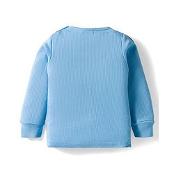 Babyhug Knit Full Sleeves Solid Pullover Thermal Set - Light Blue