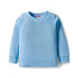 Babyhug Knit Full Sleeves Solid Pullover Thermal Set - Light Blue