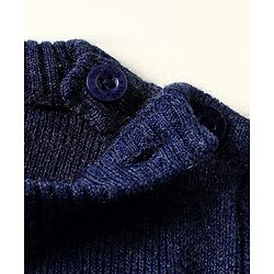 Babyhug Knit Full Sleeves Color Block Pullover Sweater Set - Blue