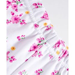 Babyhug Cotton Knit Full Length Bootie Leggings With Polka Dot & Floral Print Pack Of 3 - White Pink & Yellow
