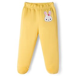 Babyhug Cotton Knit Full Length Bootie Leggings With Polka Dot & Floral Print Pack Of 3 - White Pink & Yellow