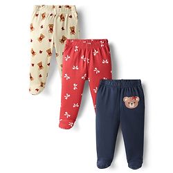 Babyhug Cotton Interlock Knit Animal Printed Bootie Leggings Pack of 3 - Multicolor