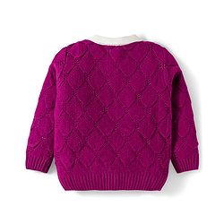 Babyhug Knitted Full Sleeves Solid Color Pullover Sweater with Polo Collar - Red