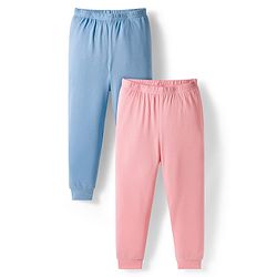 Babyhug Knit Full Length Thermal Wear Solid Leggings Pack of 2 - Pink & Light Blue