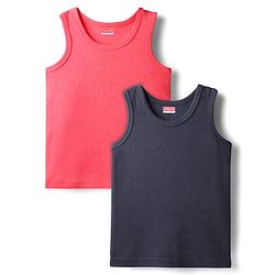 Babyhug Cotton Knit Sleeveless Solid Coloured Thermal Wear Vest Pack Of 2 - Navy Blue & Dark Pink
