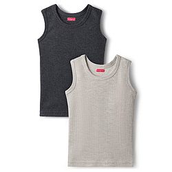 Babyhug Knit Sleeveless Solid Color Thermal Vests Pack of 2 - Light Grey & Charcoal Grey