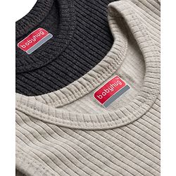 Babyhug Knit Sleeveless Solid Color Thermal Vests Pack of 2 - Light Grey & Charcoal Grey
