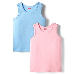 Babyhug Cotton Knit Sleeveless Solid Coloured Thermal Wear Vest Pack Of 2 - Pink & Light Blue