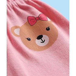 Babyhug Cotton Knit Full Length Diaper Leggings With Bunny & Heart Print Pack Of 3 - Pink & White