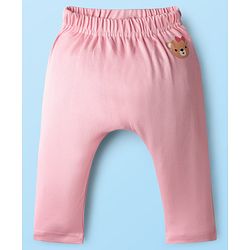 Babyhug Cotton Knit Full Length Diaper Leggings With Bunny & Heart Print Pack Of 3 - Pink & White