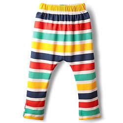 Babyhug Cotton Knit Full Length Stripes Dino & Vehicles Printed Diaper Leggings Pack Of 3 - Multi Colour