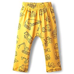 Babyhug Cotton Knit Full Length Stripes Dino & Vehicles Printed Diaper Leggings Pack Of 3 - Multi Colour
