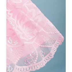 Babyhug Sleeveless Sequins & Floral Embroidered Detailing Fit & Flare Mesh Party Dress - Pink