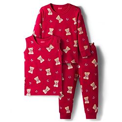 Babyhug Knit Full Sleeves Co-ords Pullover Thermal Wear Set with Bear Print - Maroon