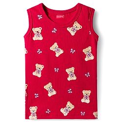 Babyhug Knit Full Sleeves Co-ords Pullover Thermal Wear Set with Bear Print - Maroon