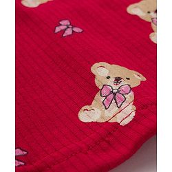 Babyhug Knit Full Sleeves Co-ords Pullover Thermal Wear Set with Bear Print - Maroon