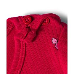 Babyhug Knit Full Sleeves Co-ords Pullover Thermal Wear Set with Bear Print - Maroon