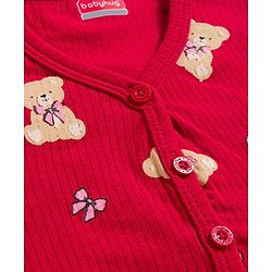 Babyhug Knit Full Sleeves Bear Printed Co-ords Thermal Vest & Pant Set - Maroon