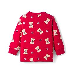 Babyhug Knit Full Sleeves Bear Printed Co-ords Thermal Vest & Pant Set - Maroon