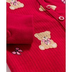 Babyhug Knit Full Sleeves Bear Printed Co-ords Thermal Vest & Pant Set - Maroon