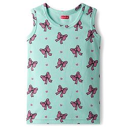 Babyhug Knit Full Sleeves Pullover & Sleeveless Thermal Vests & Pant Set with Bow Print - Turquoise