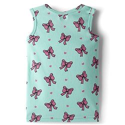 Babyhug Knit Full Sleeves Pullover & Sleeveless Thermal Vests & Pant Set with Bow Print - Turquoise