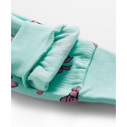 Babyhug Knit Full Sleeves Bow Printed Thermal Vest & Pant Set - Sea Green