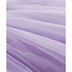 Babyhug Woven Half Sleeves Mesh Party Dress With Sequin Detailing & Bow Applique - Lavender