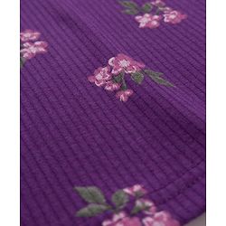 Babyhug Knit Full Sleeves Co-ords Pullover Thermal Wear Set with Floral Print - Purple