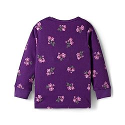 Babyhug Knit Full Sleeves Co-ords Pullover Thermal Wear Set with Floral Print - Purple