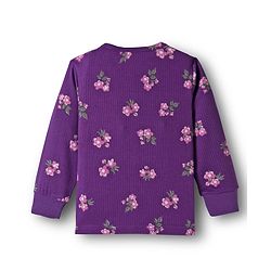Babyhug Knit Full Sleeves Thermal Inner Wear Set With Floral Print - Purple