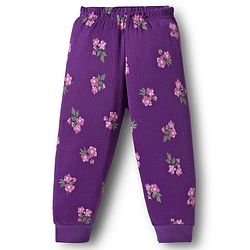 Babyhug Knit Full Sleeves Thermal Inner Wear Set With Floral Print - Purple