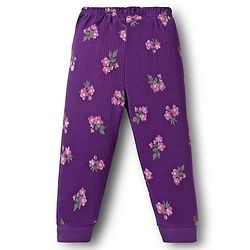Babyhug Knit Full Sleeves Thermal Inner Wear Set With Floral Print - Purple