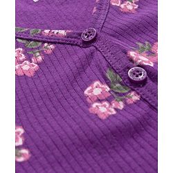 Babyhug Knit Full Sleeves Thermal Inner Wear Set With Floral Print - Purple