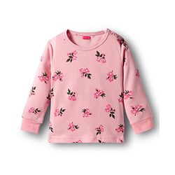 Babyhug Knit Full Sleeves Thermal Inner Wear Set With Vest & Floral Print - Pink