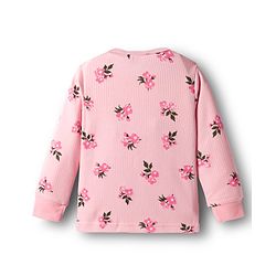 Babyhug Knit Full Sleeves Thermal Inner Wear Set With Vest & Floral Print - Pink