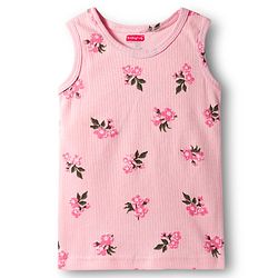 Babyhug Knit Full Sleeves Thermal Inner Wear Set With Vest & Floral Print - Pink