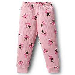 Babyhug Knit Full Sleeves Thermal Inner Wear Set With Vest & Floral Print - Pink