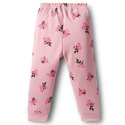 Babyhug Knit Full Sleeves Thermal Inner Wear Set With Vest & Floral Print - Pink