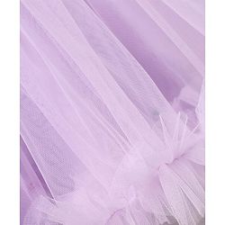 Babyhug Woven Sleeveless Mesh Party Dress With Floral Applique & Sequin Detailing On Yoke - Lavender