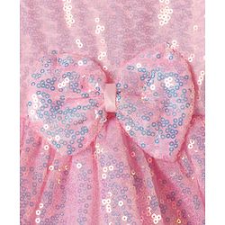 Babyhug Woven Sleeveless Flare Party Dress with Bow & Sequinned Applique - Pink