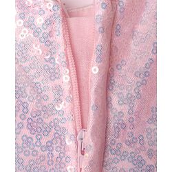 Babyhug Woven Sleeveless Flare Party Dress with Bow & Sequinned Applique - Pink