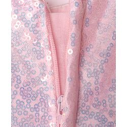 Babyhug Woven Sleeveless Flare Party Dress with Bow & Sequinned Applique - Pink