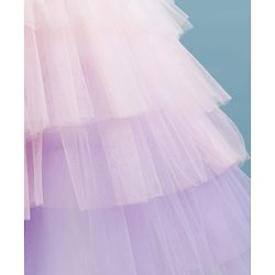 Babyhug Woven Frill Sleeves Layered Mesh Party Dress With Sequin Detailing - White