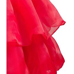 Babyhug Woven Sleeveless Layered Party Dress With Sequin & Frill Detailing - Red