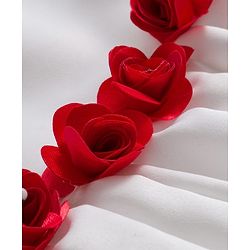 Babyhug 5 Layers With Cotton Lining Premium Satin Puff Sleeves Dress With Corsage - White & Red