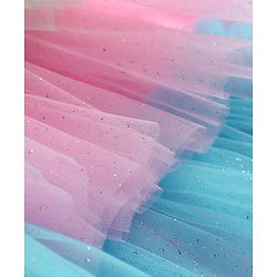 Babyhug Woven Sleeveless Mesh Layered Party Dress with Bow Applique & Sequin Detailing - Multicolor