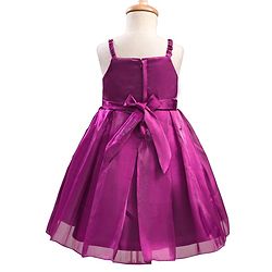 Babyhug Woven Party Dress & Half Sleeves Shrug With Floral Applique - Wine